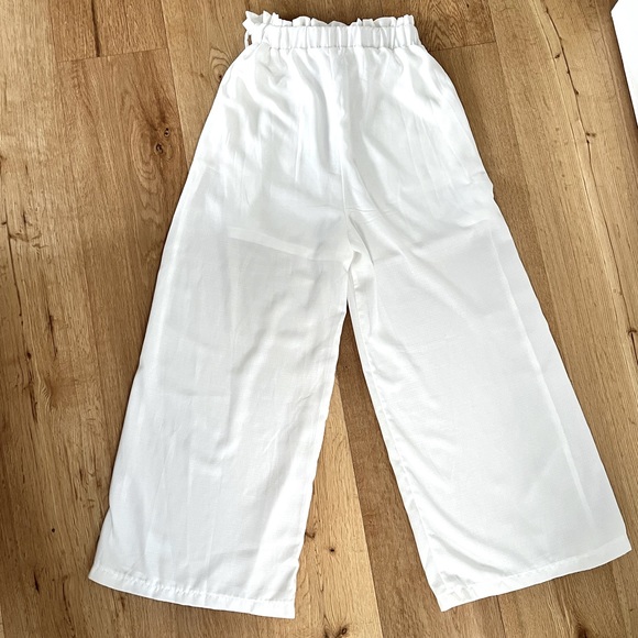 Zaful wide leg high rise white vacation pant Small - Picture 1 of 3